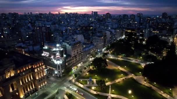 Город Буэнос Айрес Аргентина Закат Неба Ландшафт Туристической Достопримечательности Центра — стоковое видео
