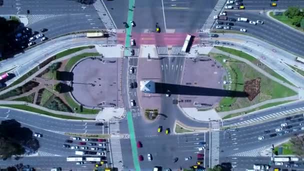 Obeliszk Emlékmű Buenos Aires Argentína Panoráma Táj Turisztikai Mérföldkő Belvárosában — Stock videók