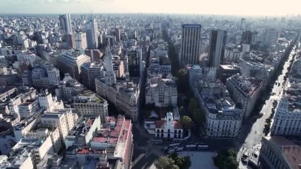 Κέντρο Της Πόλης Μπουένος Άιρες Αργεντινή Πανόραμα Τοπίο Του Τουρισμού — Αρχείο Βίντεο
