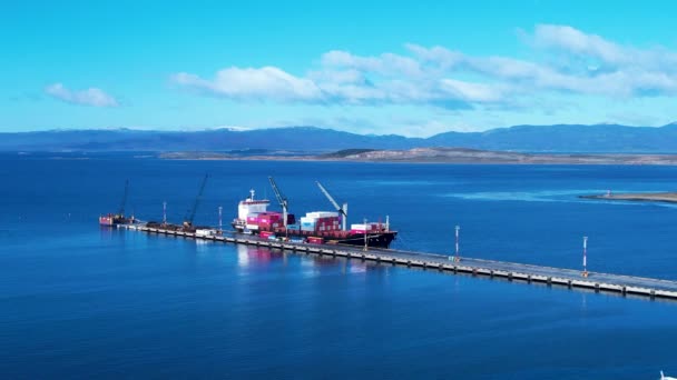 Přístav Centru Ushuaia Argentina Tierra Del Fuego Přírodní Krajina Malebného — Stock video