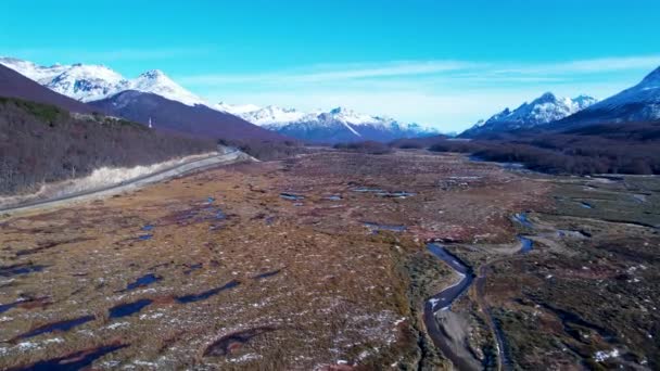 Patagonie Argentina Úžasné Zasněžené Pohoří Provincii Ushuaia Argentina Tierra Del — Stock video