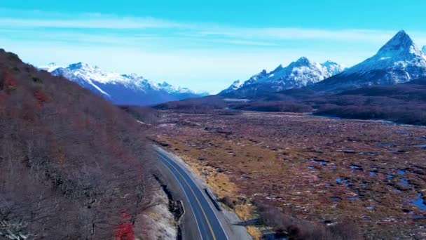Patagonien Straße Bei Ushuaia Argentinien Provinz Feuerland Atemberaubende Straße Zwischen — Stockvideo