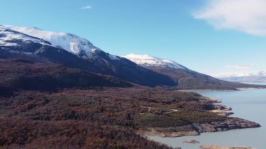 Patagonia Argentina. Famous road at town of El Calafate at Patagonia Argentina. Patagonia road landscape. Amazing landscape of desert scenery with nevada mountain. El Calafate at Patagonia Argentina.