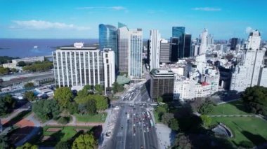 Industrial District Downtown Buenos Aires Argentina. Panoramic landscape of touristic landmark downtown of capital Argentina. Touristic landmark. Outdoor downtown city scenery of Buenos Aires city.