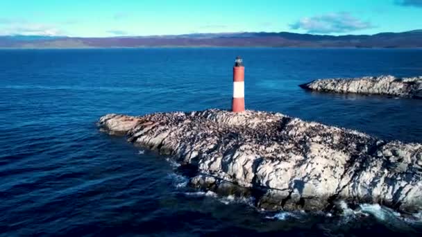 Famous Lighthouse Ushuaia City Beagle Channel Chile Border Patagonia Argentina — 비디오