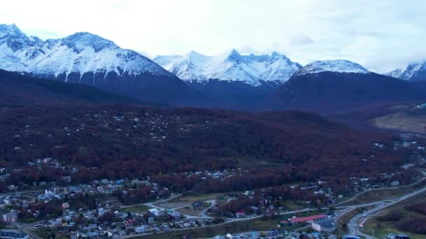 Cityscape Town Ushuaia Argentina Tierra Del Fuego Natural Landscape Scenic — Stock video