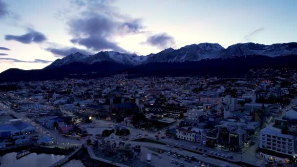 Krajobraz Miasta Ushuaia Argentyna Tierra Del Fuego Naturalny Krajobraz Malowniczego — Wideo stockowe