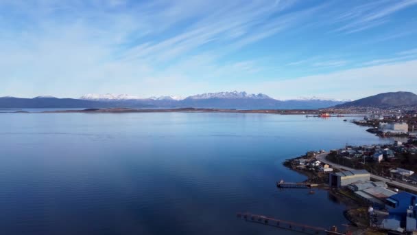 Downtown Ushuaia Argentina Tierra Del Fuego Natural Landscape Scenic Town — Stock Video