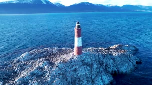 Famoso Faro Ciudad Ushuaia Canal Beagle Cerca Frontera Con Chile — Vídeos de Stock