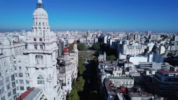 阿根廷布宜诺斯艾利斯国民议会 全景旅游地标阿根廷首都市中心 旅游地标 市中心区的户外布宜诺斯艾利斯市的城市景观 — 图库视频影像