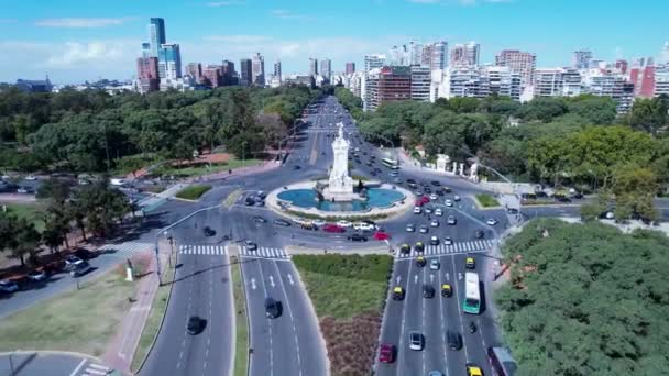 Carta Magna Roundabout Buenos Aires Argentina 全景旅游地标阿根廷首都市中心 旅游地标 市中心区的户外布宜诺斯艾利斯市的城市景观 — 图库视频影像