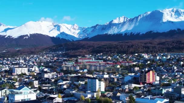 Downtown Ushuaia Argentina Tierra Del Fuego Natural Landscape Scenic Town — Videoclip de stoc