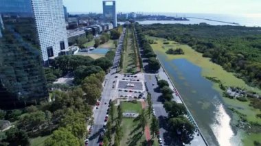 Ecology Reserve at Buenos Aires Argentina. Panning wide landscape of tourism landmark downtown Buenos Aires Argentina. Tourism landmark. Outdoors downtown city. Urban scenery of Buenos Aires city.