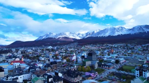 Cityscape Města Ushuaia Argentina Tierra Del Fuego Přírodní Krajina Malebného — Stock video
