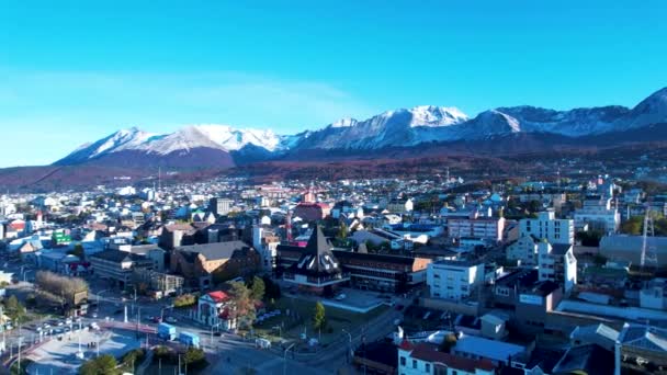 Cityscape Town Ushuaia Argentina Tierra Del Fuego Natural Landscape Scenic — Videoclip de stoc