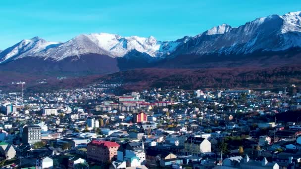 Cityscape City Ushuaia Argentina Сайті Tierra Del Fuego Природний Ландшафт — стокове відео