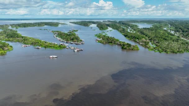 Amazon River Bij Amazon Rainforest Het Grootste Tropische Regenwoud Ter — Stockvideo