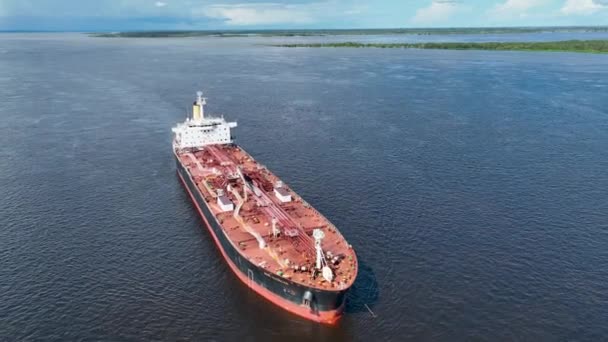 Luftbild Eines Frachtschiffs Amazonas Manaus Brasilien Frachtschiff Hafendock Von Ceasa — Stockvideo