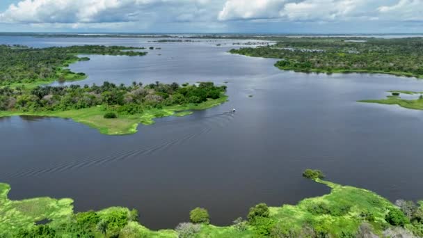 Restaurantes Flotantes Del Río Amazonas Selva Amazónica Manaus Brasil Naturaleza — Vídeos de Stock