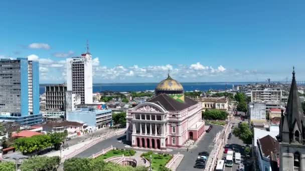 Panorama Vanuit Lucht Van Het Amazonas Theater Het Centrum Van — Stockvideo