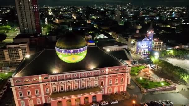 Céu Colorido Pôr Sol Sobre Edifício Medieval Paisagem Urbana Centro — Vídeo de Stock