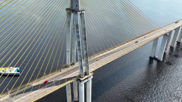 Μανάους Βραζιλία Landmark Ανάρτηση Καλωδιακής Γέφυρας Στο Κέντρο Της Manaus — Αρχείο Βίντεο