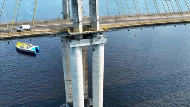Centre Ville Manaus Brésil Célèbre Câble Resté Pont Dessus Rivière — Video