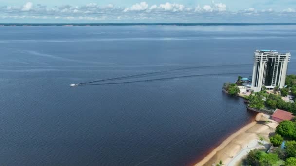 Příroda Ponte Negra Městská Pláž Centru Manaus Brazílie Památník Pláže — Stock video