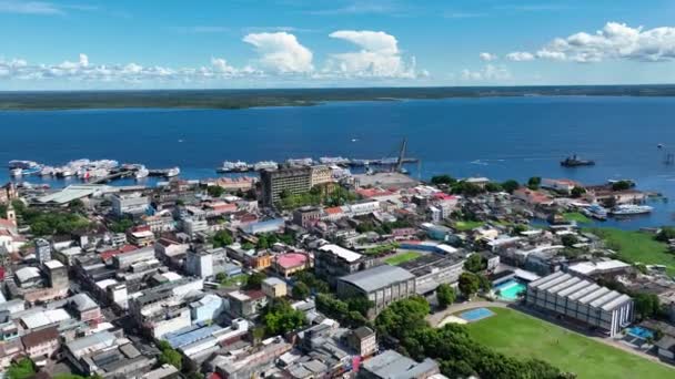 Paisaje Urbano Del Centro Manaus Región Norte Brasil Río Amazonas — Vídeos de Stock