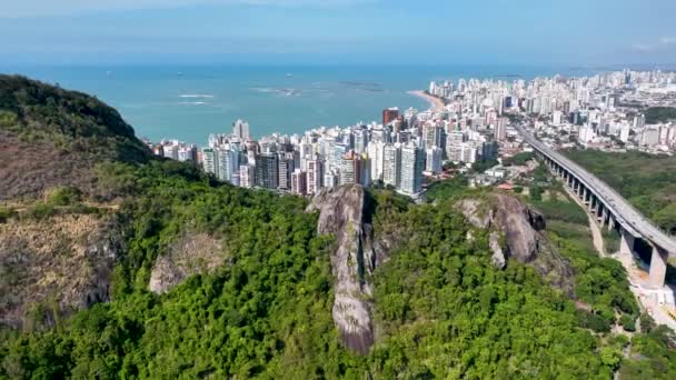 Дивовижний Пейзаж Тропічних Пейзажів Місті Віторія Столиці Бразилії Еспіріто Санту — стокове відео