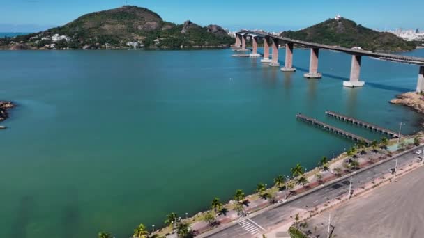 Impresionante Paisaje Paisajes Tropicales Ciudad Costera Vitoria Capital Del Espirito — Vídeo de stock