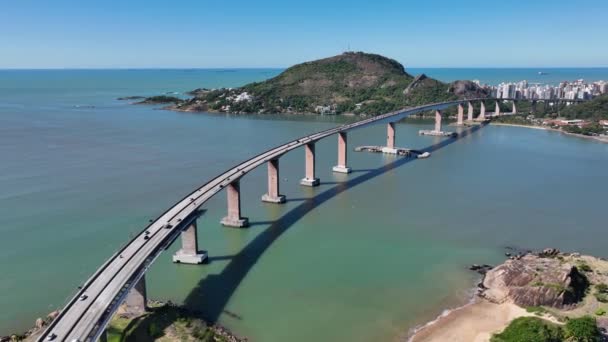 Éjszakai Táj Híres Penha Templom Kolostor Képeslap Vila Velha Vitoria — Stock videók