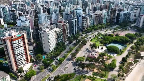 Повітряний Пейзаж Міста Віторія Штату Еспіріто Санто Бразилія Bulldings Avenues — стокове відео