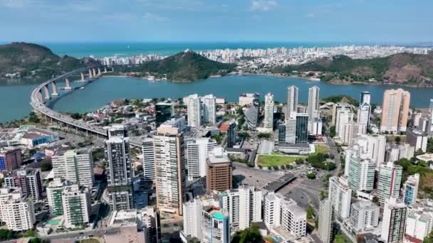 Espirito Santo Brezilya Nın Vitoria Şehrinin Havadan Manzarası Bulvarlar Bulvarlar — Stok video