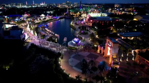 Πάρκο Διασκέδασης Νύχτα Ορλάντο Φλόριντα Ορλάντο Ηπα Νυχτερινό Τοπίο Του — Αρχείο Βίντεο