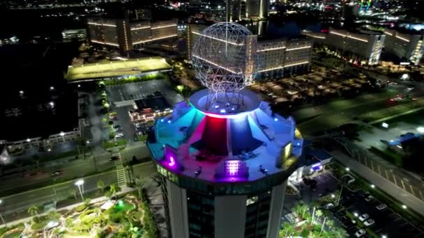 Night Cityscape Orlando Florida Stati Uniti Paesaggio Aereo Notturno Parco — Video Stock