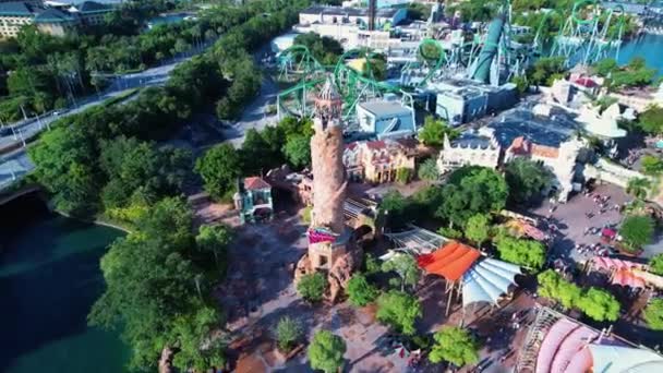 Orlando Florida Orlando Usa Panoramautsikt Över Landmärke Nöjespark Staden Folk — Stockvideo