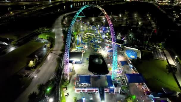 Nachtbild Orlando Florida Vereinigte Staaten Nacht Antennenlandschaft Von Atemberaubenden Freizeitpark — Stockvideo