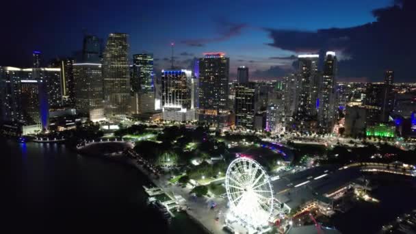 Сансет Центре Майами Флорида Сша Вид Высоты Заката Живописные Здания — стоковое видео