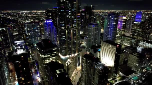 Ночной Городской Пейзаж Майами Флорида Сша Ночной Воздушный Пейзаж Ошеломляющих — стоковое видео