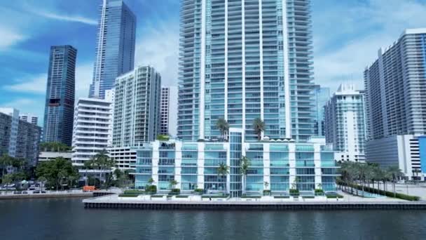 Центр Майами Флорида Сша Вид Воздуха Живописные Здания Проспекты Майами — стоковое видео