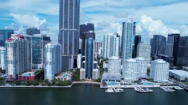 Cityscape Miami Florida Stati Uniti Paesaggio Aereo Edifici Mozzafiato Traffico — Video Stock