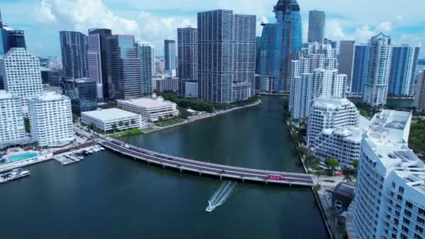 Downtown Miami Florida Vereinigte Staaten Luftaufnahme Malerischer Gebäude Und Des — Stockvideo