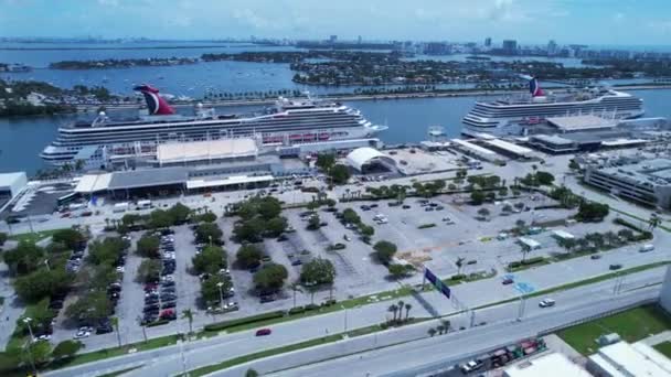 Paysage Aérien Magnifique Navire Croisière Port Miami Station Accueil Miami — Video