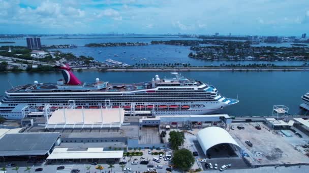 Paysage Aérien Magnifique Navire Croisière Port Miami Station Accueil Miami — Video