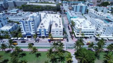Miami Beach Florida 'da. Miami Beach Birleşik Devletleri. Florida Eyaletindeki Miami Beach sahil manzaralı. Seyahat yerleri. Tatiller.