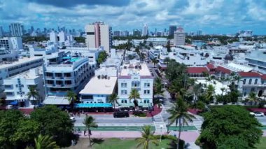 Miami Beach Florida 'da. Miami Beach Birleşik Devletleri. Florida Eyaletindeki Miami Beach sahil manzaralı. Seyahat yerleri. Tatiller.