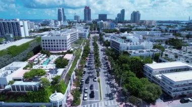 Miami Beach Florida 'da. Miami Beach Birleşik Devletleri. Florida Eyaletindeki Miami Beach sahil manzaralı. Seyahat yerleri. Tatiller.