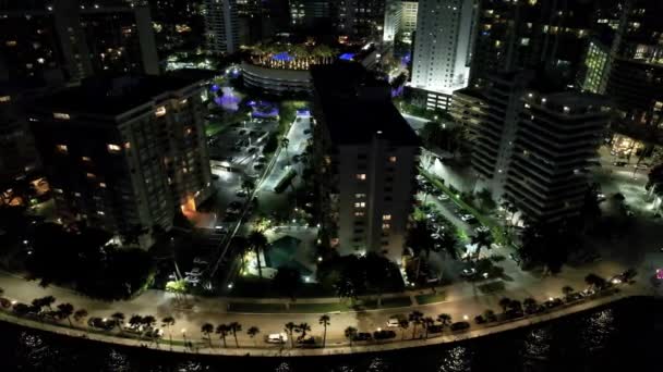 Night Cityscape Miami Florida Spojené Státy Noční Letecká Krajina Ohromujících — Stock video
