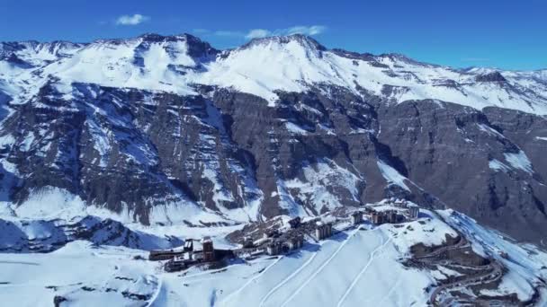 Santiago Chile Lyžařské Středisko Zasněžených Andách Santiaga Chile Sněhová Horská — Stock video